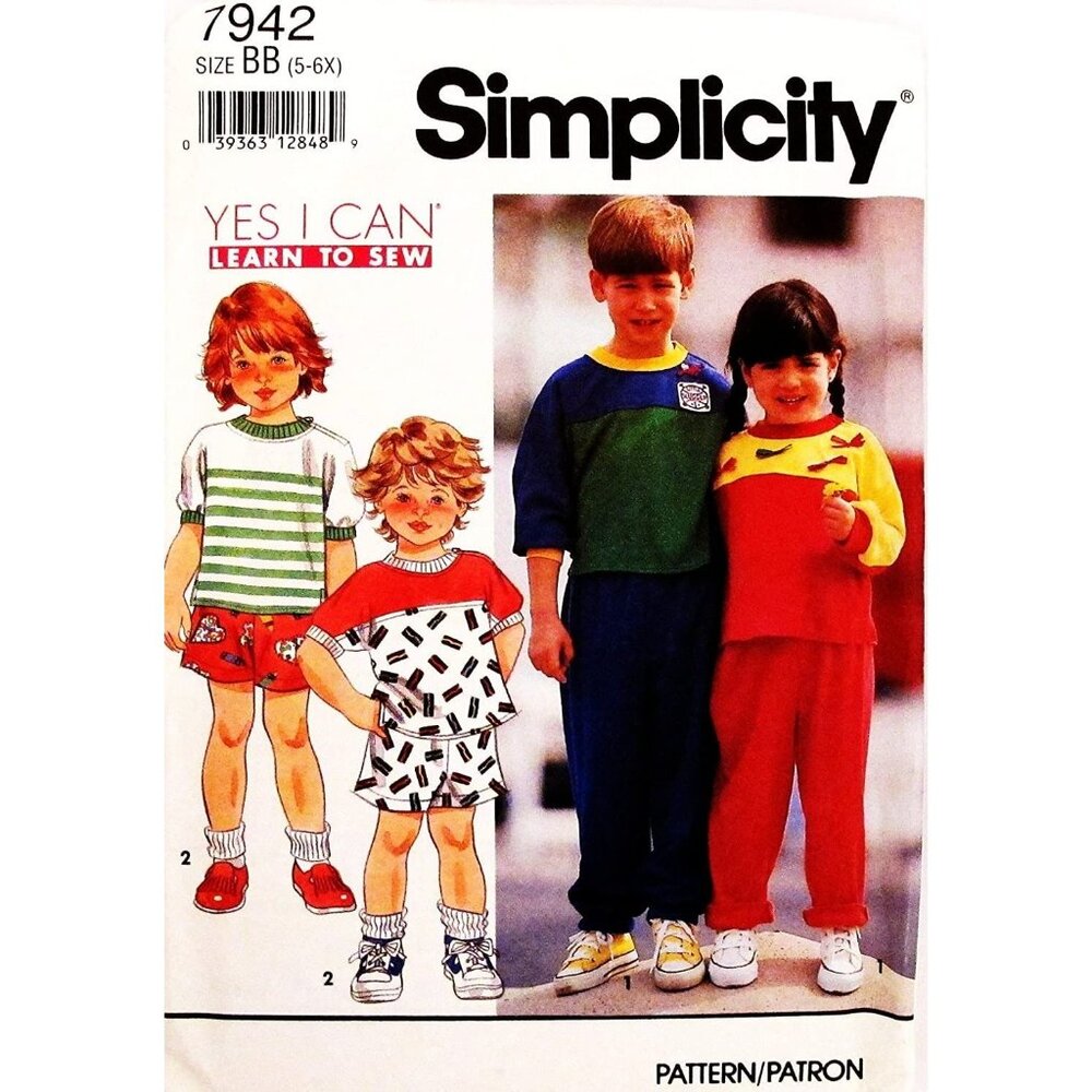 Simplicity Sewing Pattern 7942 Pants Shorts Top Child Size 5-6X‎